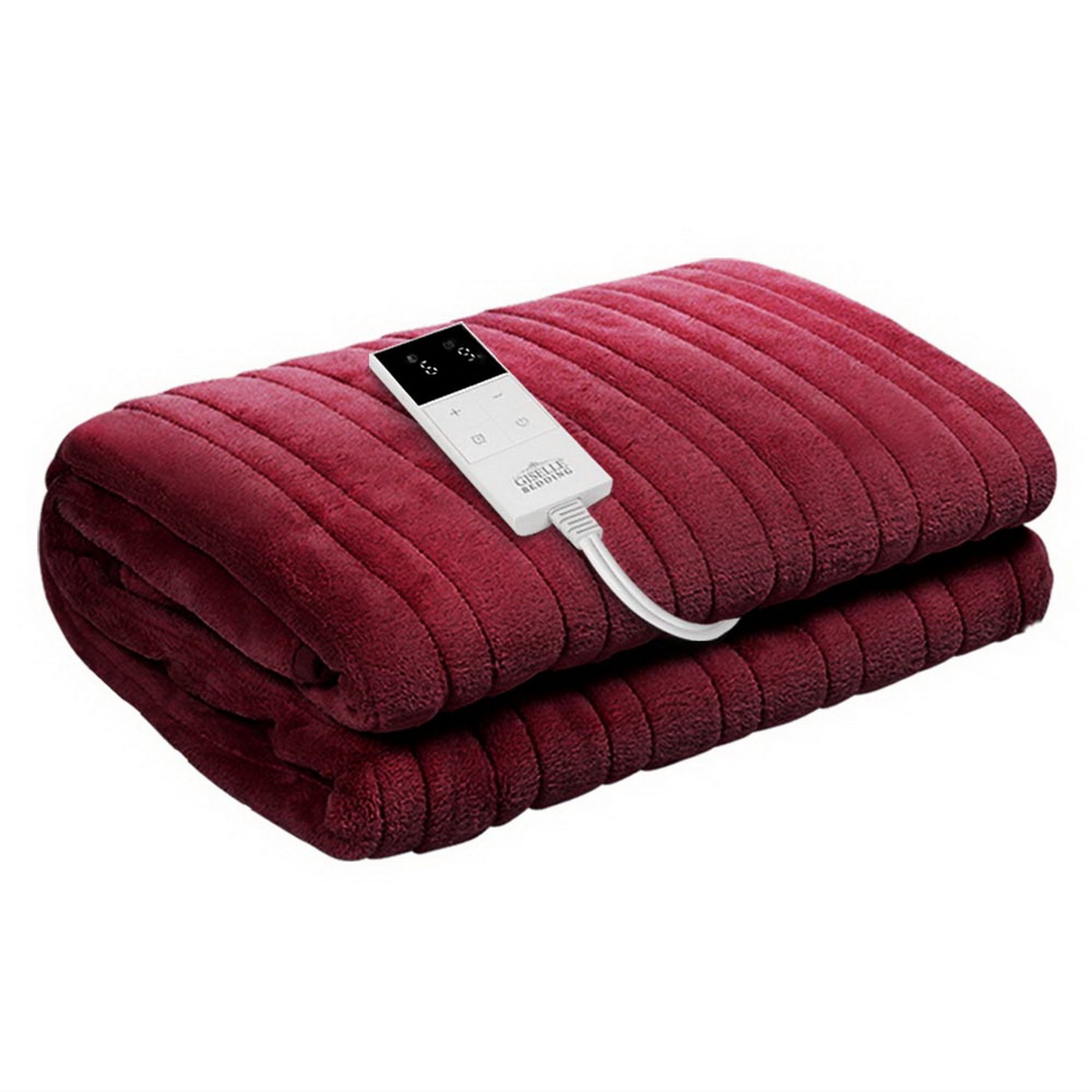 Giselle Electric Throw Rug Heated Blanket Fleece Red-Electric Throw Blanket-PEROZ Accessories