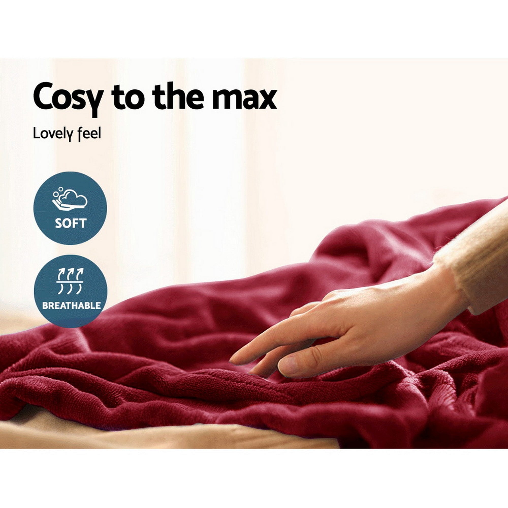 Giselle Electric Throw Rug Heated Blanket Fleece Red-Electric Throw Blanket-PEROZ Accessories