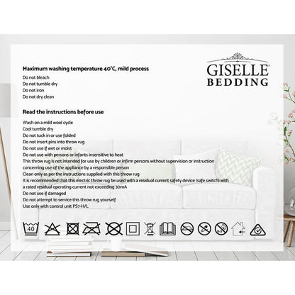 Giselle Electric Throw Rug Heated Blanket Fleece Red-Electric Throw Blanket-PEROZ Accessories