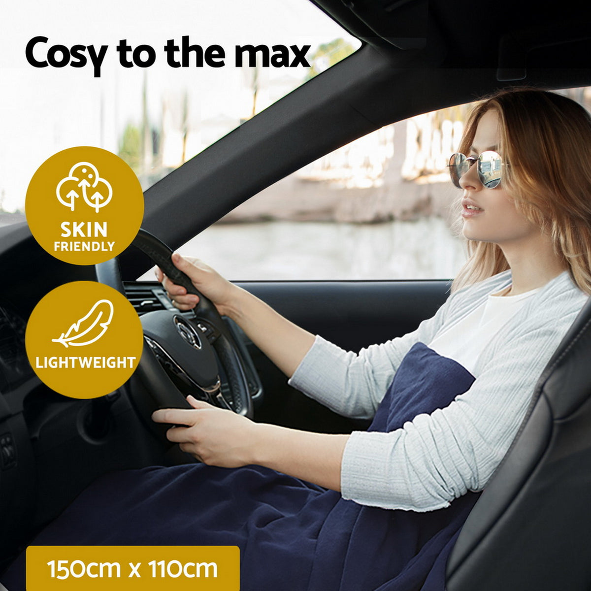 Giselle Electric Heated Blanket Car Truck Throw Rug Travel Camping 12V DC Aut-Electric Throw Blanket-PEROZ Accessories