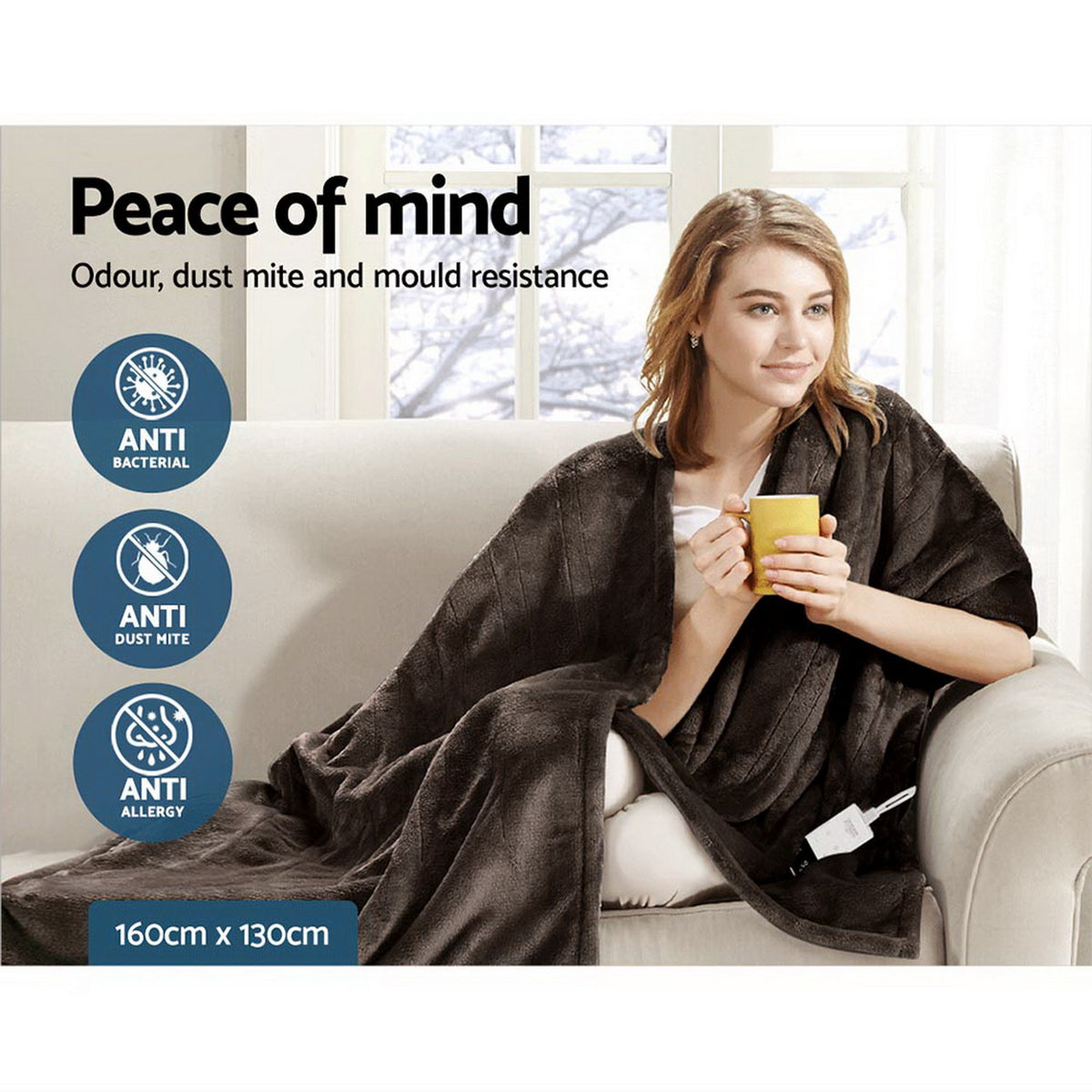 Giselle Bedding Electric Throw Blanket - Chocolate-Electric Throw Blanket-PEROZ Accessories