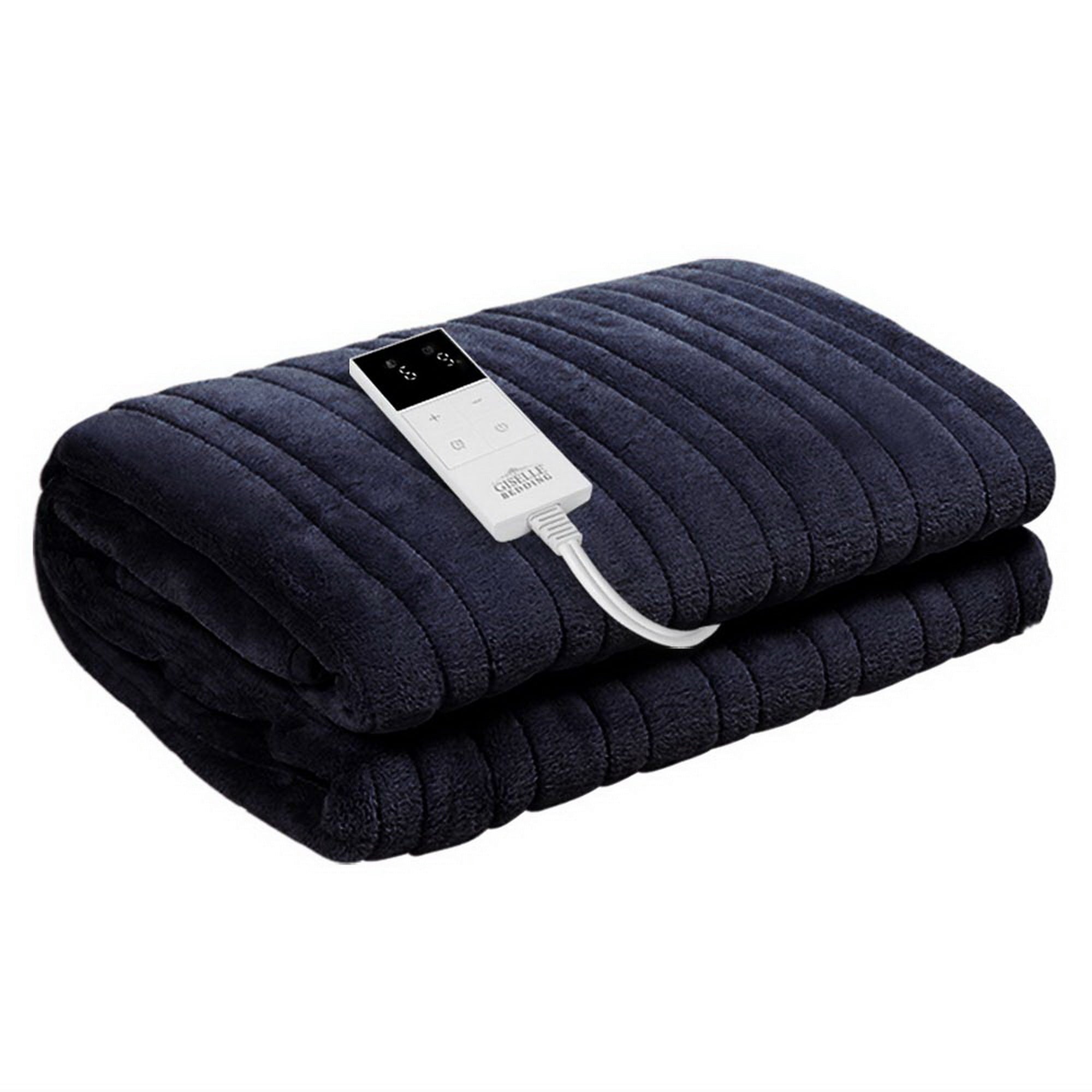 Giselle Bedding Heated Electric Throw Rug Fleece Sunggle Blanket Washable Charcoal-Electric Throw Blanket-PEROZ Accessories