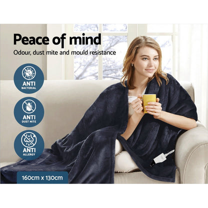 Giselle Bedding Heated Electric Throw Rug Fleece Sunggle Blanket Washable Charcoal-Electric Throw Blanket-PEROZ Accessories