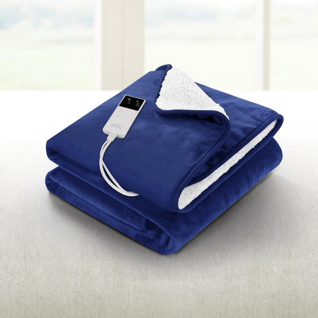 Giselle Electric Throw Rug Heated Blanket Washable Snuggle Flannel Winter Navy-Electric Throw Blanket-PEROZ Accessories