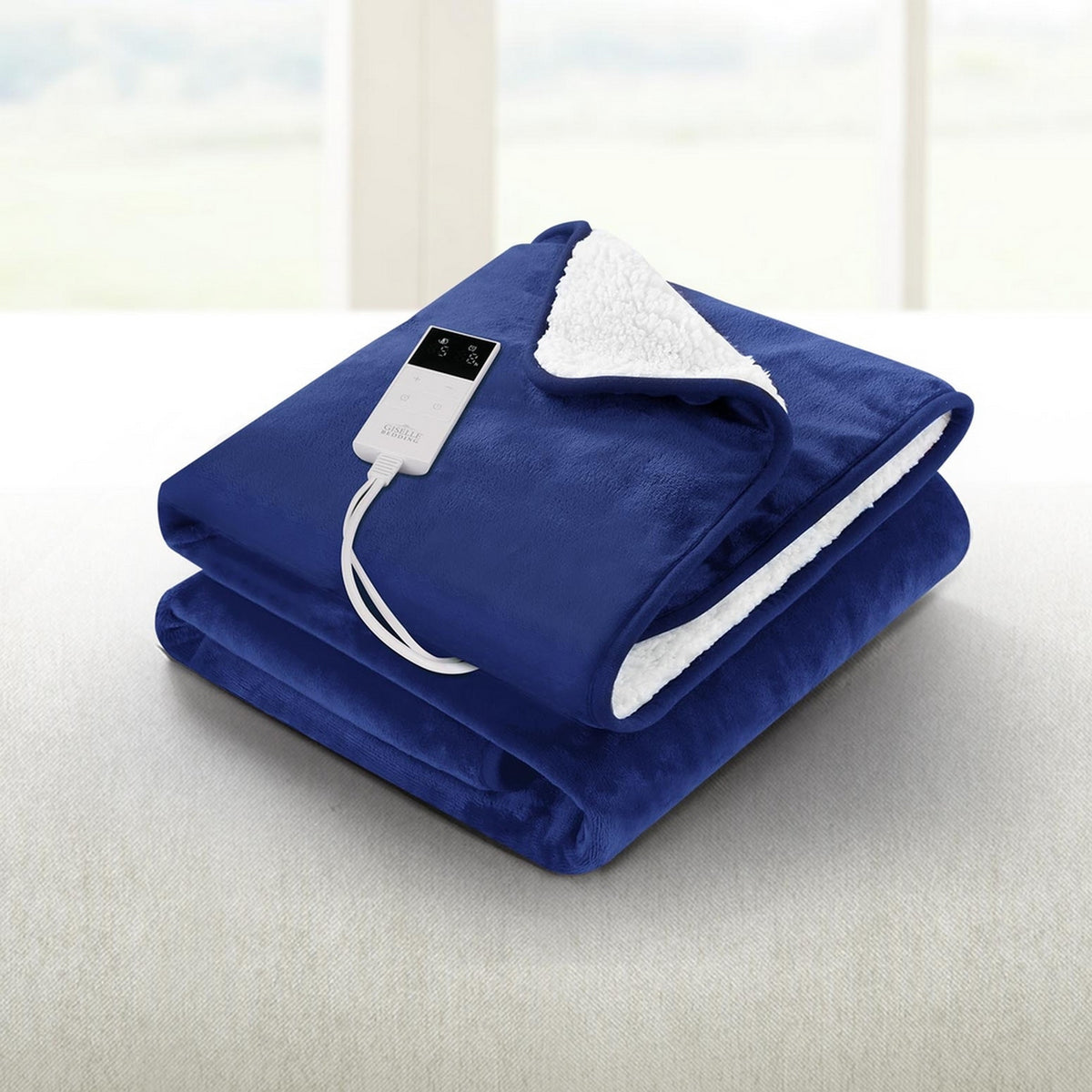 Giselle Electric Throw Rug Heated Blanket Washable Snuggle Flannel Winter Navy-Electric Throw Blanket-PEROZ Accessories