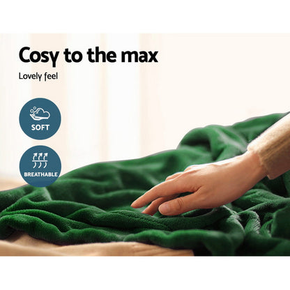 Giselle Electric Throw Rug Heated Blanket Washable Snuggle Flannel Winter Green-Electric Throw Blanket-PEROZ Accessories