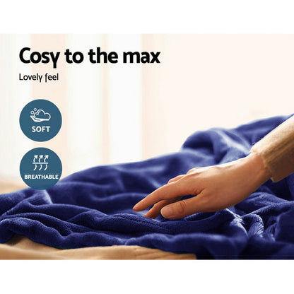 Giselle Bedding Electric Throw Blanket - Navy-Electric Throw Blanket-PEROZ Accessories