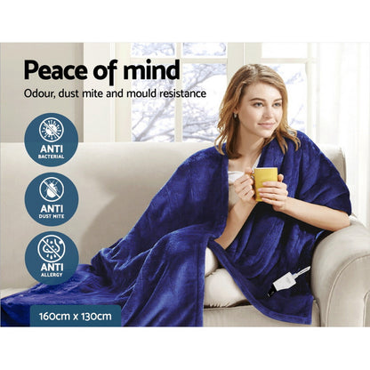 Giselle Bedding Electric Throw Blanket - Navy-Electric Throw Blanket-PEROZ Accessories