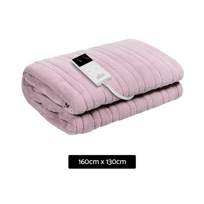 Giselle Electric Throw Rug Heated Blanket Fleece Pink-Electric Throw Blanket-PEROZ Accessories