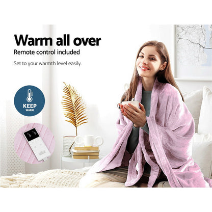 Giselle Electric Throw Rug Heated Blanket Fleece Pink-Electric Throw Blanket-PEROZ Accessories