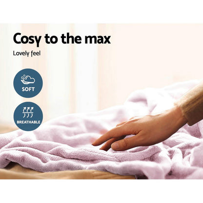Giselle Electric Throw Rug Heated Blanket Fleece Pink-Electric Throw Blanket-PEROZ Accessories