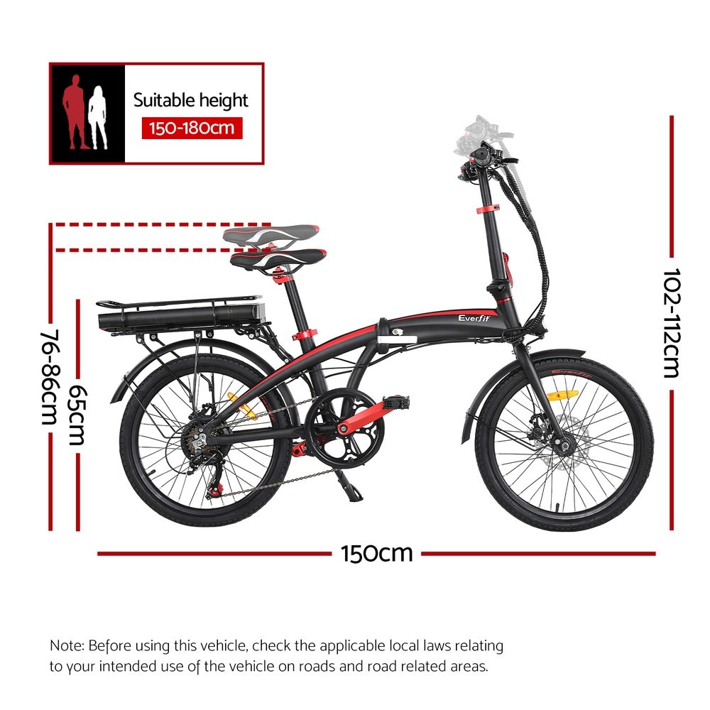 Everfit Folding Electric Bike Urban City Bicycle eBike Rechargeable Battery 250W-Sports &amp; Fitness > Bikes &amp; Accessories > Bicycles-PEROZ Accessories