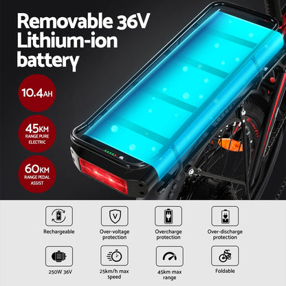 Everfit Folding Electric Bike Urban City Bicycle eBike Rechargeable Battery 250W-Sports &amp; Fitness &gt; Bikes &amp; Accessories &gt; Bicycles-PEROZ Accessories
