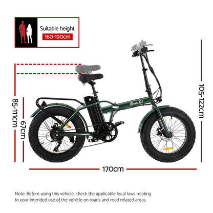 Everfit 20 Inch Folding Electric Bike Urban City Bicycle eBike Rechargeable-Sports &amp; Fitness > Bikes &amp; Accessories > Bicycles-PEROZ Accessories