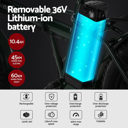 Everfit 20 Inch Folding Electric Bike Urban City Bicycle eBike Rechargeable-Sports &amp; Fitness &gt; Bikes &amp; Accessories &gt; Bicycles-PEROZ Accessories