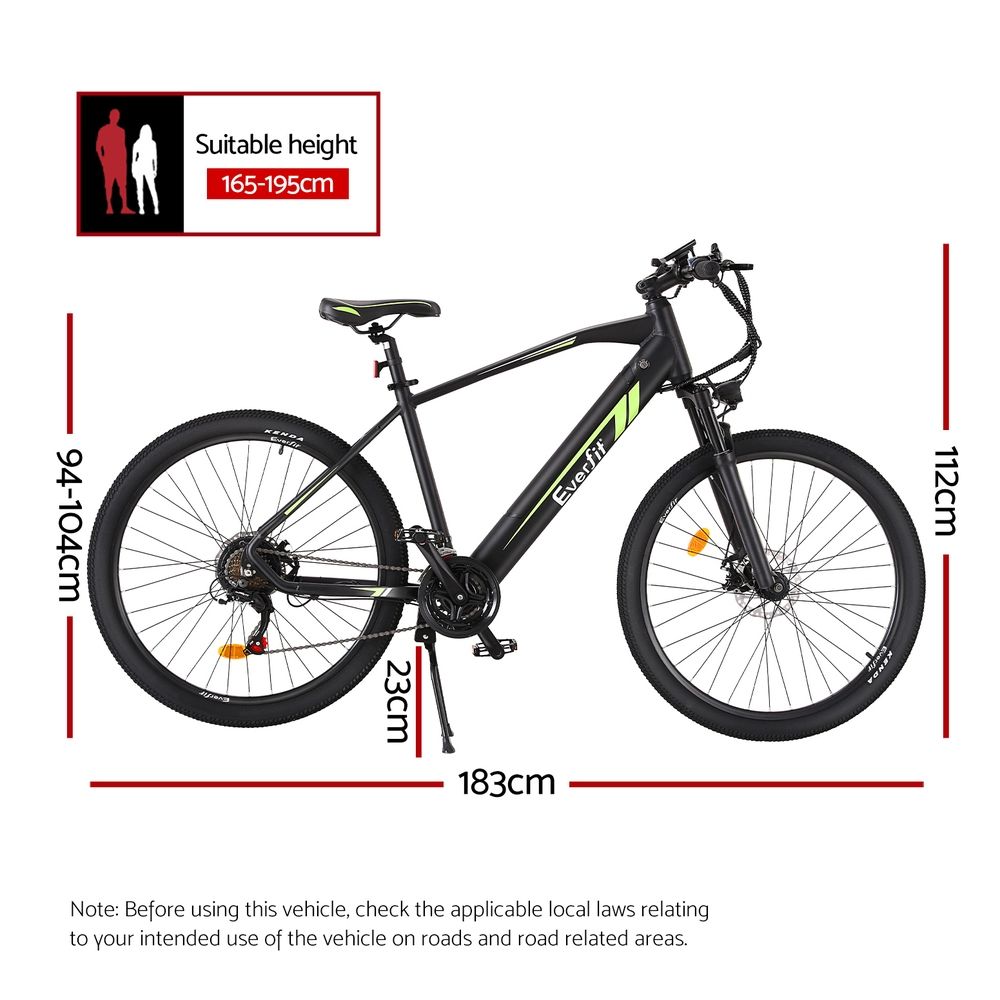 Everfit 27.5 Inch Electric Bike Mountain Bicycle eBike Battery 21 Speed-Sports &amp; Fitness > Bikes &amp; Accessories > Bicycles-PEROZ Accessories