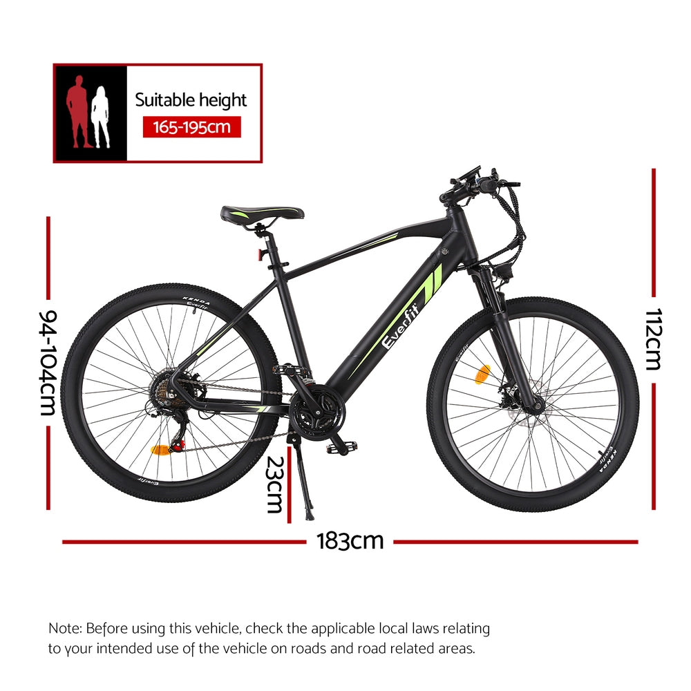 Everfit 27.5 Inch Electric Bike Mountain Bicycle eBike Battery 21 Speed-Sports &amp; Fitness &gt; Bikes &amp; Accessories &gt; Bicycles-PEROZ Accessories