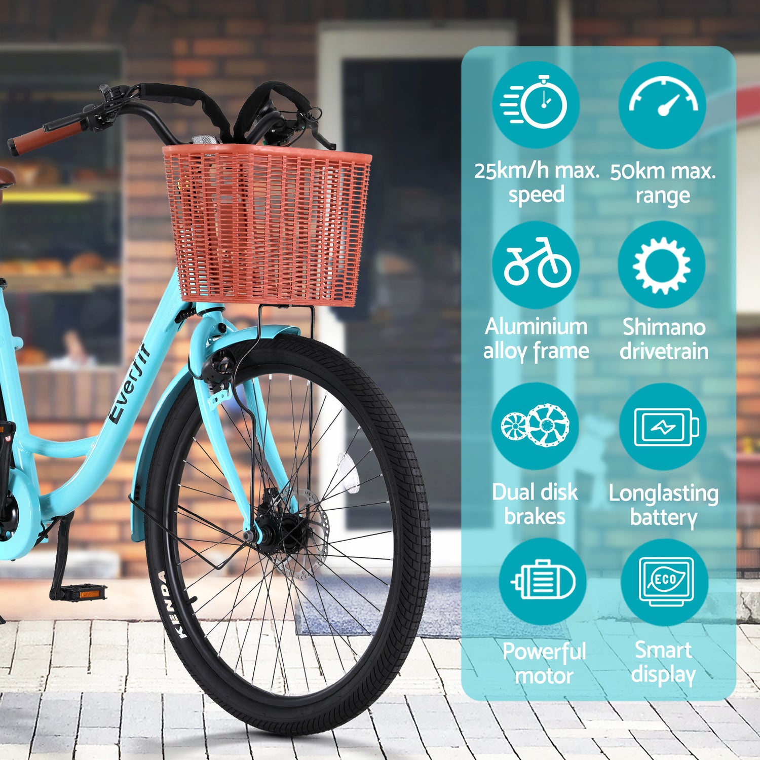 Everfit 26&quot; Electric Bike City Bicycle eBike e-Bike Commuter w/ Battery BL-Sports &amp; Fitness &gt; Bikes &amp; Accessories &gt; Bicycles-PEROZ Accessories