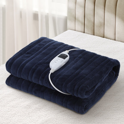 Bedra Washable Electric Heated Throw Rug Flannel Blue-Heated Throw Rugs-PEROZ Accessories