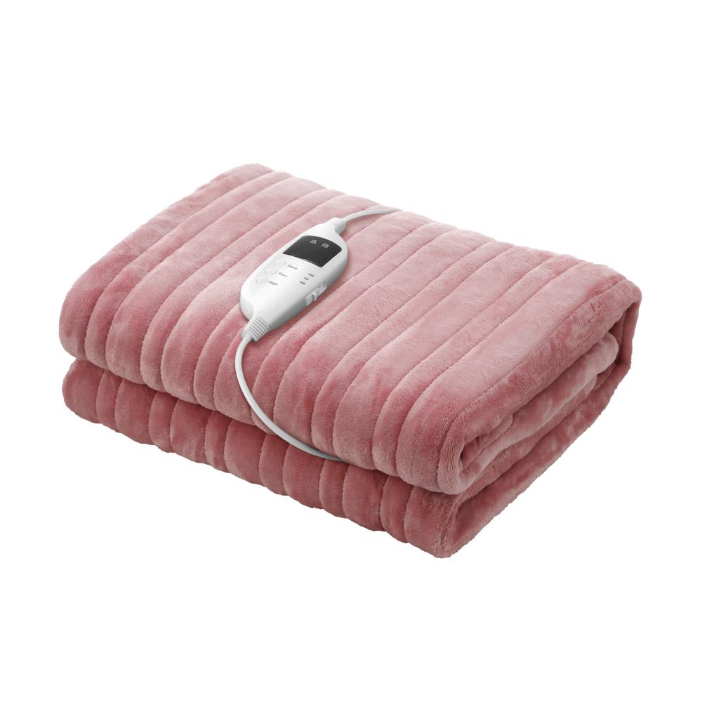 Bedra Washable Electric Heated Throw Rug Flannel Pink-Heated Throw Rugs-PEROZ Accessories