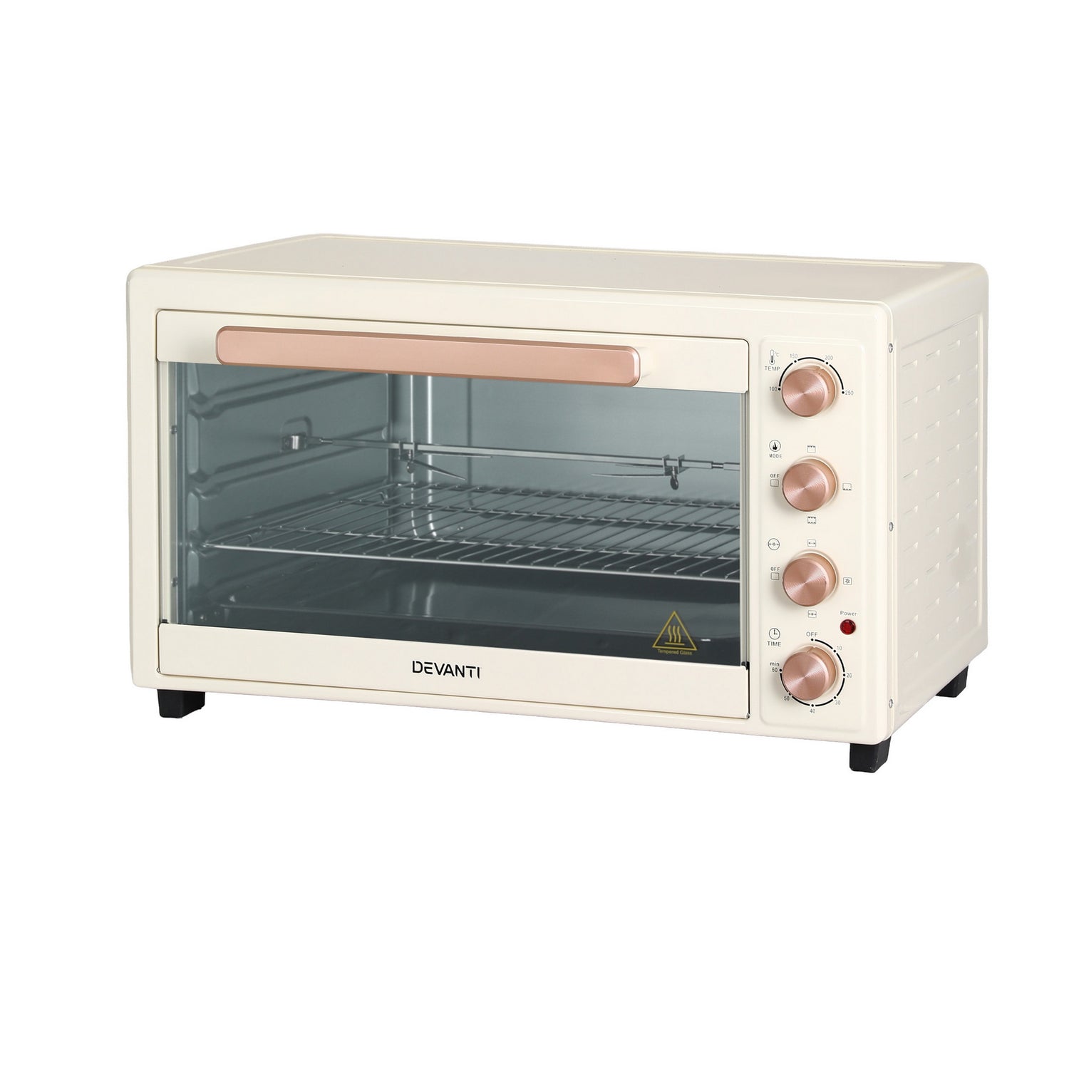 Devanti 60L Convection Oven Electric Fryer Ovens 2000W Cream-Appliances > Kitchen Appliances > Ovens-PEROZ Accessories