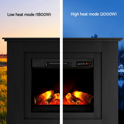 Devanti Electric Fireplace Fire Heater 2000W Black-Heaters-PEROZ Accessories