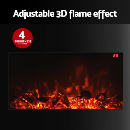 Devanti Electric Fireplace Fire Heater 2000W Black-Appliances &gt; Heaters-PEROZ Accessories