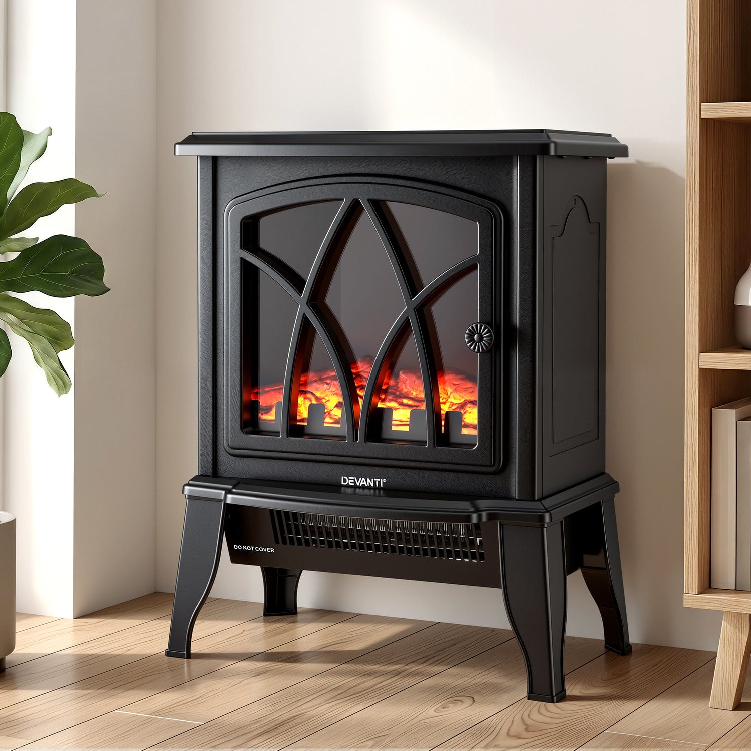 Devanti 2000W Electric Fireplace Heater Stove Freestanding 3D Flame Effect Indoor Space Heaters-Appliances > Heaters > Electric Heaters-PEROZ Accessories