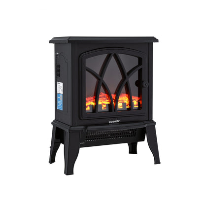 Devanti 2000W Electric Fireplace Heater Stove Freestanding 3D Flame Effect Indoor Space Heaters-Appliances > Heaters > Electric Heaters-PEROZ Accessories