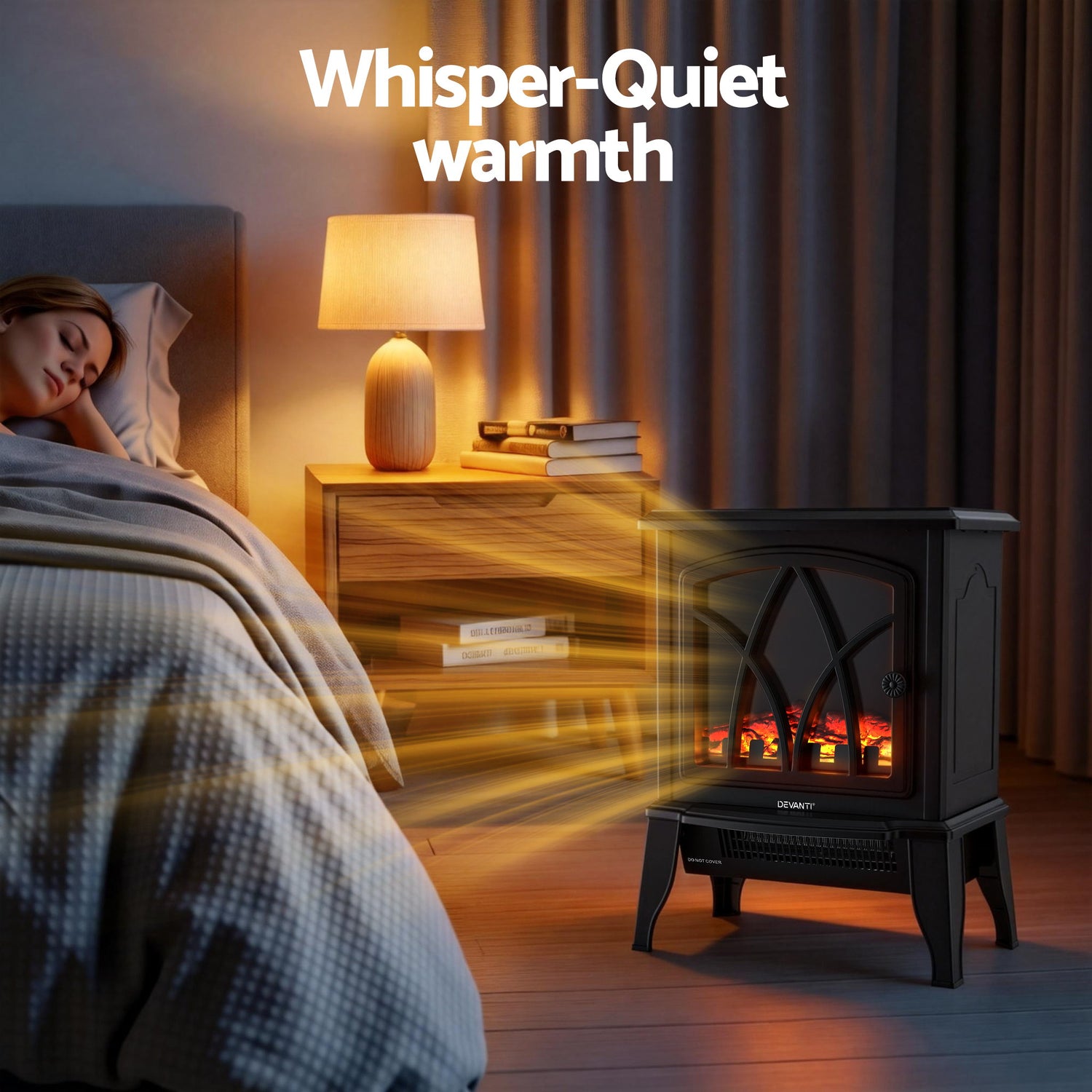 Devanti 2000W Electric Fireplace Heater Stove Freestanding 3D Flame Effect Indoor Space Heaters-Appliances > Heaters > Electric Heaters-PEROZ Accessories