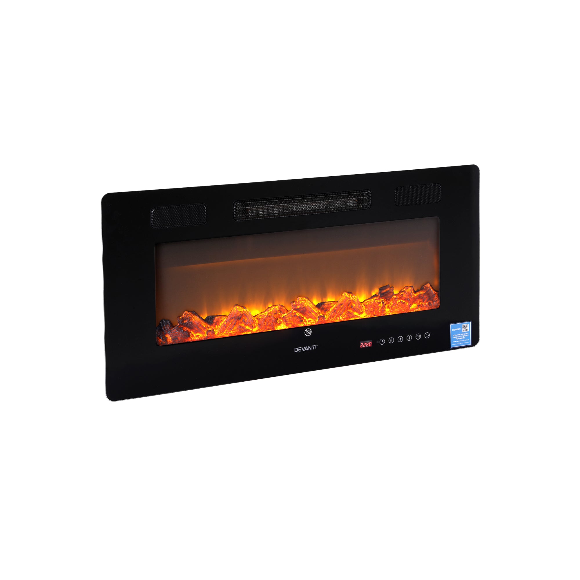 Devanti Electric Fireplace Fire Heater Wall Mounted Insert 3D Flame 1800W Remote Control-Appliances > Heaters > Electric Heaters-PEROZ Accessories