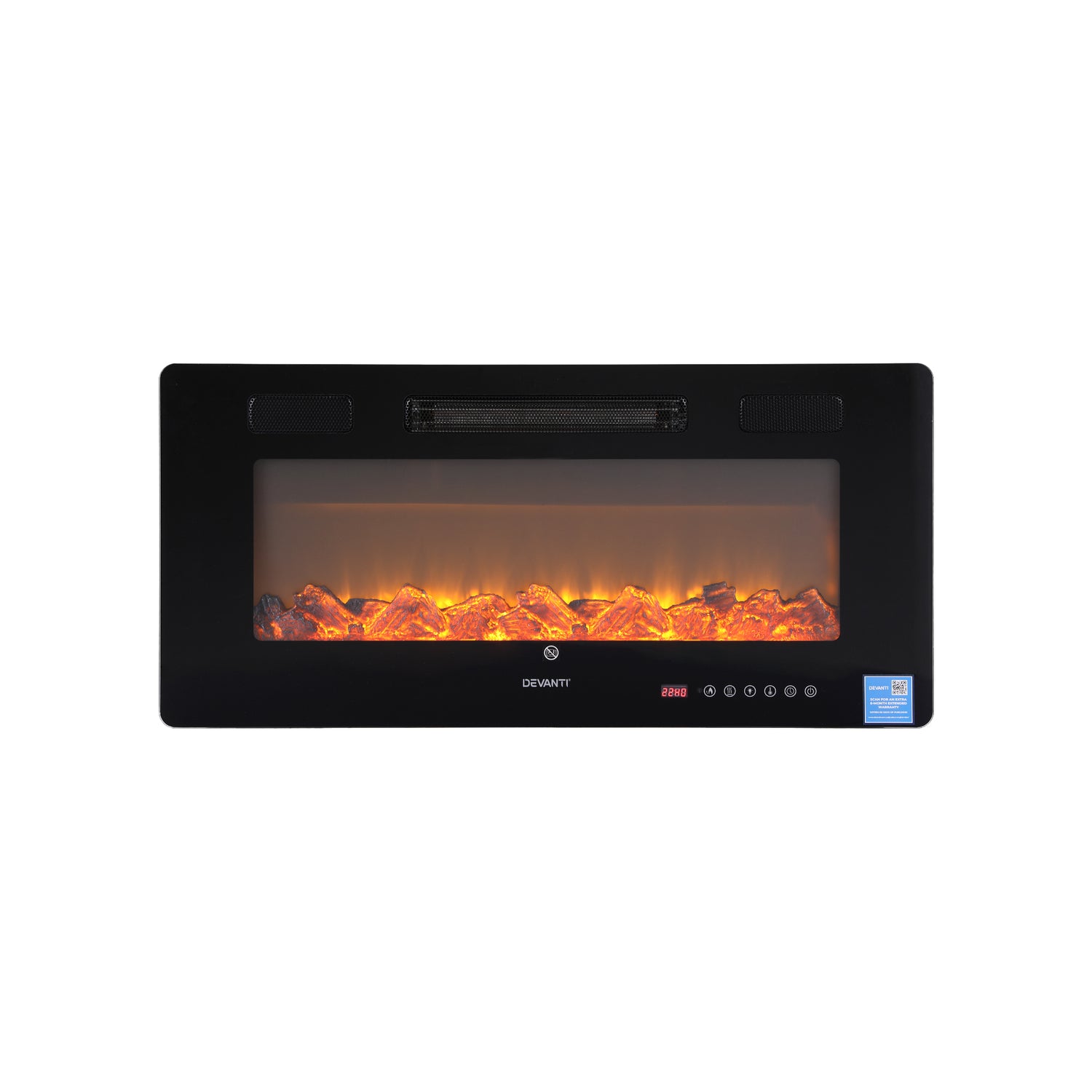 Devanti Electric Fireplace Fire Heater Wall Mounted Insert 3D Flame 1800W Remote Control-Appliances > Heaters > Electric Heaters-PEROZ Accessories