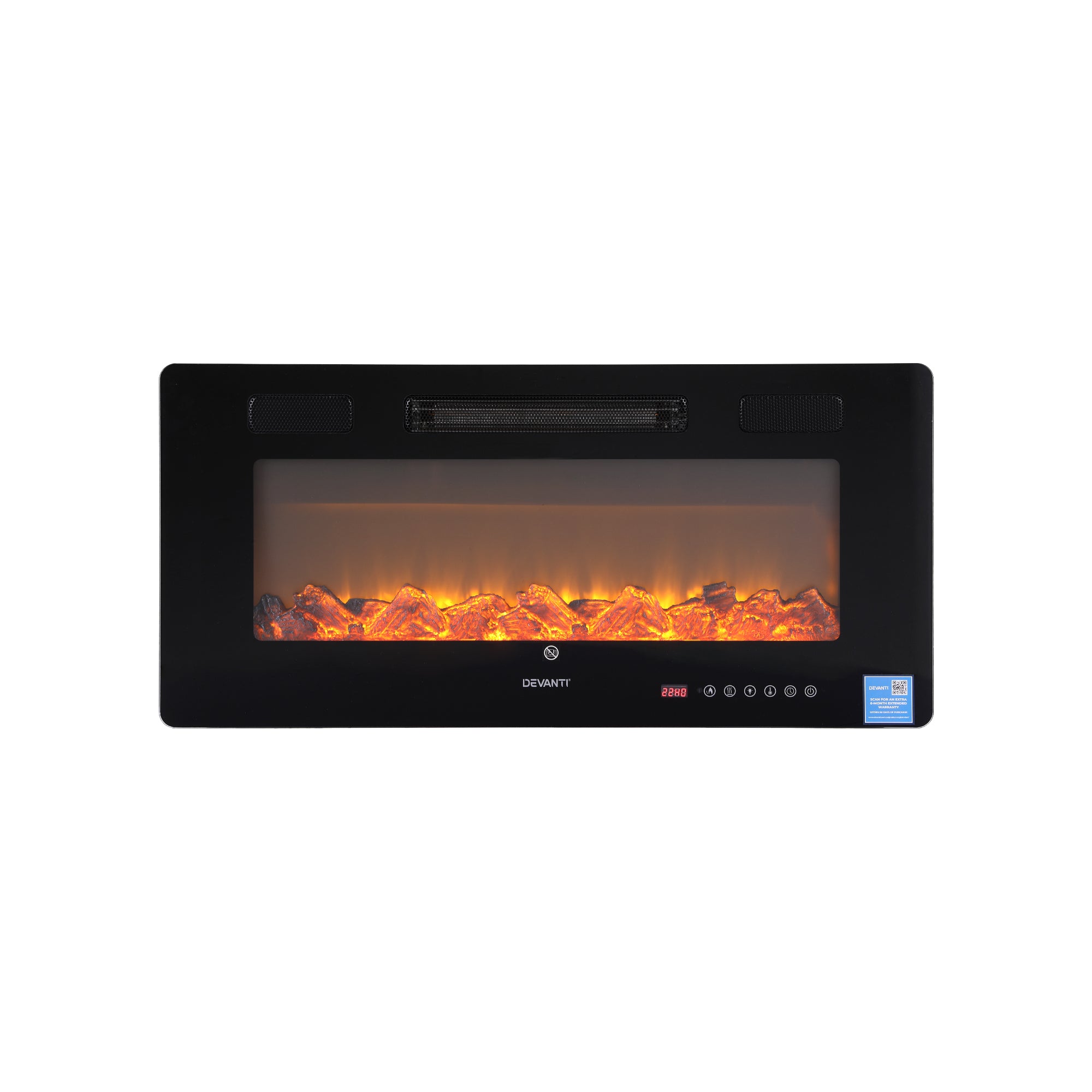 Devanti Electric Fireplace Fire Heater Wall Mounted Insert 3D Flame 1800W Remote Control-Appliances > Heaters > Electric Heaters-PEROZ Accessories