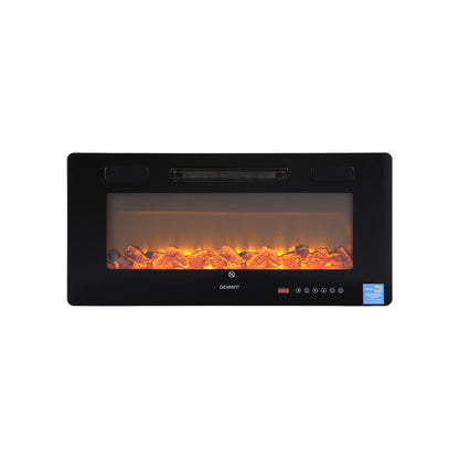 Devanti Electric Fireplace Fire Heater Wall Mounted Insert 3D Flame 1800W Remote Control-Appliances > Heaters > Electric Heaters-PEROZ Accessories