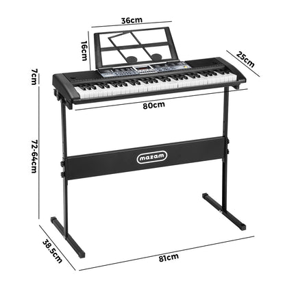Mazam 61 Keys Electronic Piano Keyboard Lighted Electric Keyboards Holder Stand-Electric Keyboard-PEROZ Accessories