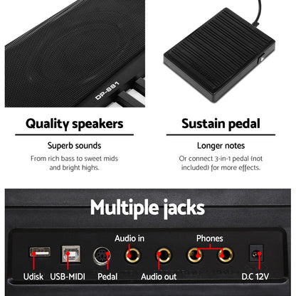 Alpha 88 Keys Electronic Piano Keyboard Digital Electric w/ Stand Sustain Pedal-Audio &amp; Video &gt; Musical Instrument &amp; Accessories-PEROZ Accessories