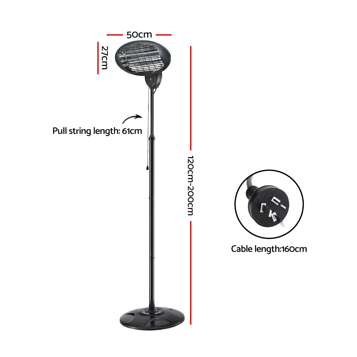 Devanti Electric Patio Heater 2000W-Heaters-PEROZ Accessories