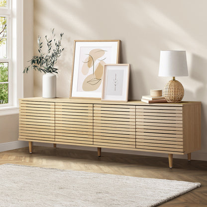 Oikiture TV Cabinet Entertainment Unit Stand Storage Unique Door Furniture 160CM-Entertainment Unit-PEROZ Accessories