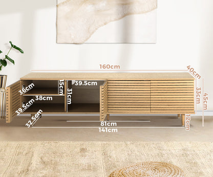 Oikiture TV Cabinet Entertainment Unit Stand Storage Unique Door Furniture 160CM-Entertainment Unit-PEROZ Accessories