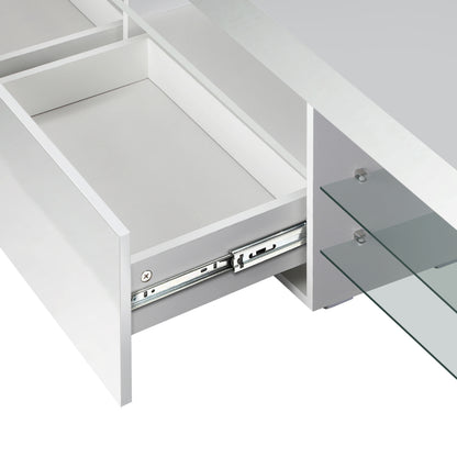 Oikiture TV Cabinet Entertainment Unit Stand RGB LED Gloss Furniture White 220cm-Entertainment Unit-PEROZ Accessories