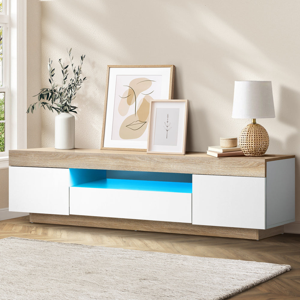 Oikiture TV Cabinet Entertainment Unit Stand RGB LED Storage Furniture 180cm-Entertainment Unit-PEROZ Accessories
