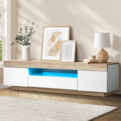 Oikiture TV Cabinet Entertainment Unit Stand RGB LED Storage Furniture 180cm-Entertainment Unit-PEROZ Accessories