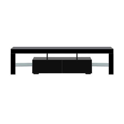 Oikiture TV Cabinet Entertainment Unit Stand LED RGB Gloss Furniture Black 180CM-Entertainment Unit-PEROZ Accessories