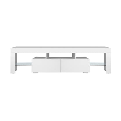 Oikiture TV Cabinet Entertainment Unit Stand LED RGB Gloss Furniture White 180CM-Entertainment Unit-PEROZ Accessories