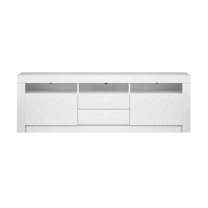 Oikiture TV Cabinet Entertainment Unit Stand RGB LED Gloss Furniture White 180CM-Entertainment Unit-PEROZ Accessories