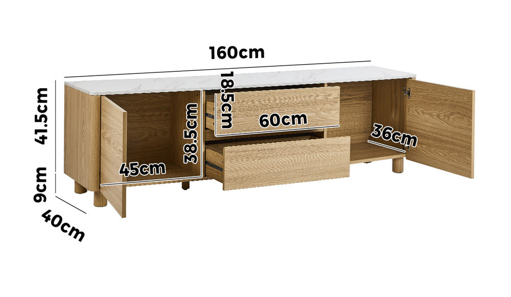 Oikiture TV Cabinet Entertainment Unit Stand 160cm Natural-Entertainment Unit-PEROZ Accessories