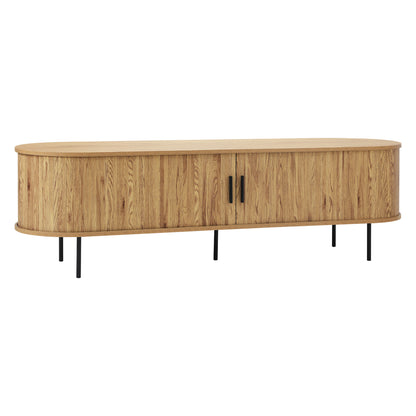 Oikiture Entertainment Unit TV Stand Cabinet 160cm Tambour Doors Oak-Entertainment Unit-PEROZ Accessories