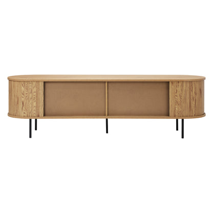 Oikiture Entertainment Unit TV Stand Cabinet 160cm Tambour Doors Oak-Entertainment Unit-PEROZ Accessories