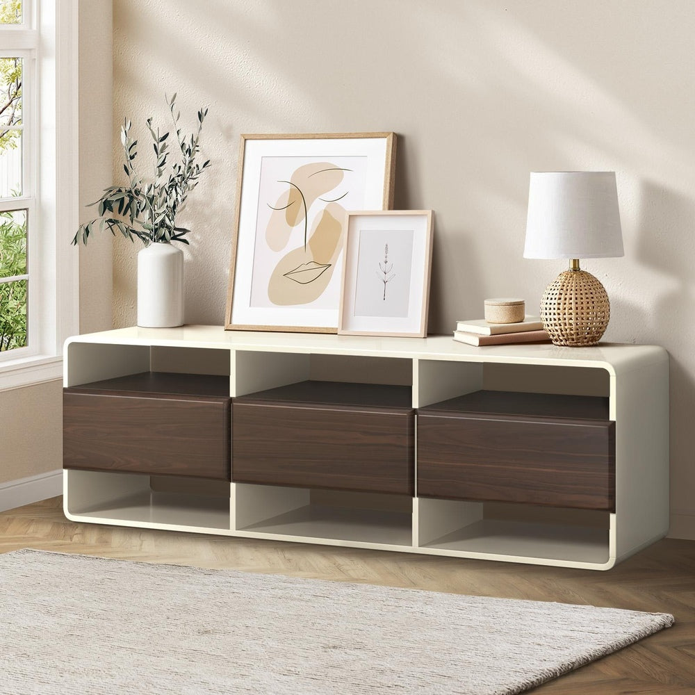 Oikiture TV Cabinet Entertainment Unit Stand 3 Drawers 6 Open Shelves 140cm-Entertainment Unit-PEROZ Accessories