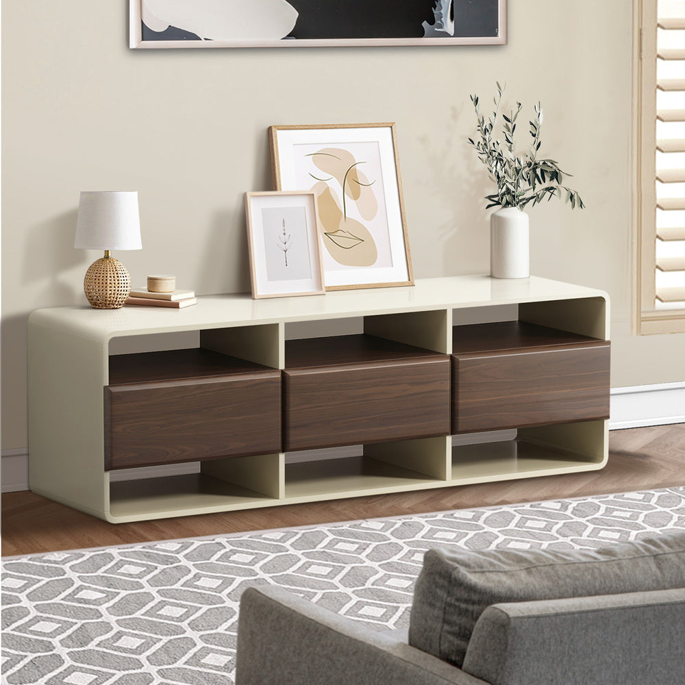 Oikiture TV Cabinet Entertainment Unit Stand 3 Drawers 6 Open Shelves 140cm-Entertainment Unit-PEROZ Accessories